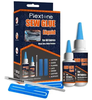 1 Min Quick Bonding Fast Dry Sew Glue Liquid Natural Latex Art Glue Reinforcing Adhesive Speedy Fix for All Fabrics Clothing Cotton Flannel Denim Leather Polyester Doll Repair (60ml 120ml)