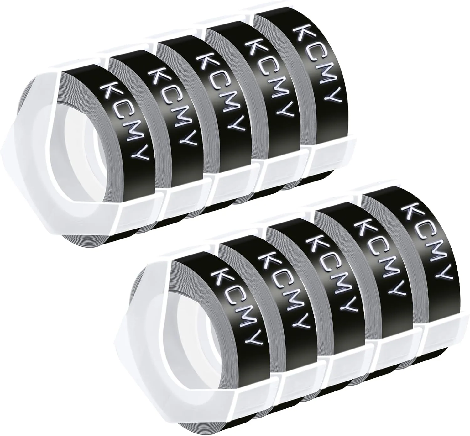10 Pack Compatible for Dymo 520109 3D Plastic Embossing Label 3/8'' x 9.8' White on Black Emboss Tape for Organizer Xpress Pro 1570 1595, MoTEX E101 E404 Label Makers