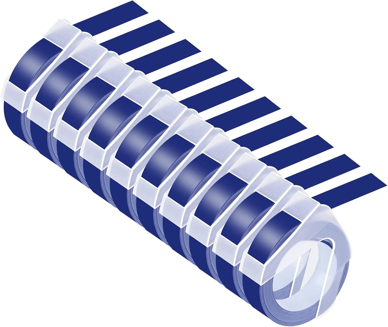 10 Pack Compatible for Dymo 521206 12mm 3D Plastic Embossing Label Tape 1/2'' Blue on White Emboss Labels for Organizer Xpress 1575 1595 1570 Office Mate MoTEX Label Makers