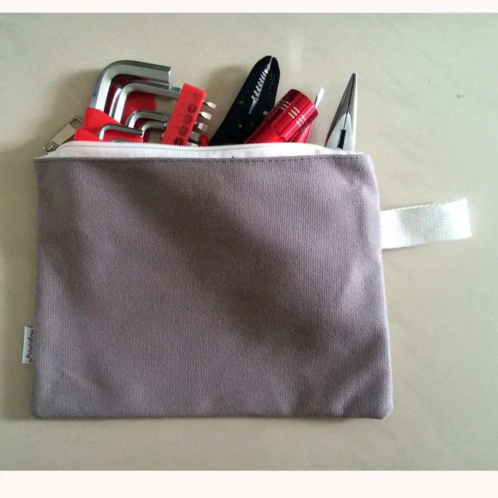 100% Cotton 16oz Heavy Duty Multi-purpose Canvas Zipper Tool Bag Organize Storage Pouch 4-pack
