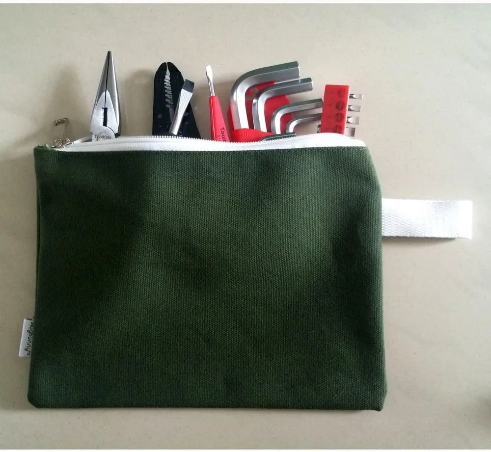 100% Cotton 16oz Heavy Duty Multi-purpose Canvas Zipper Tool Bag Organize Storage Pouch 4-pack