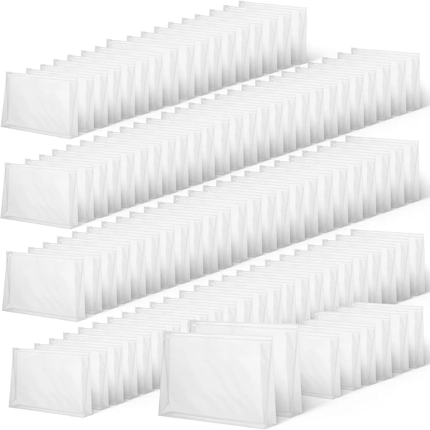 100-Pack Mini Clear Makeup Bag Organizer Pouches - Small PVC Waterproof Cosmetic Bags with Zippers - Plastic Travel Toiletry Bags for Makeup and Accessories