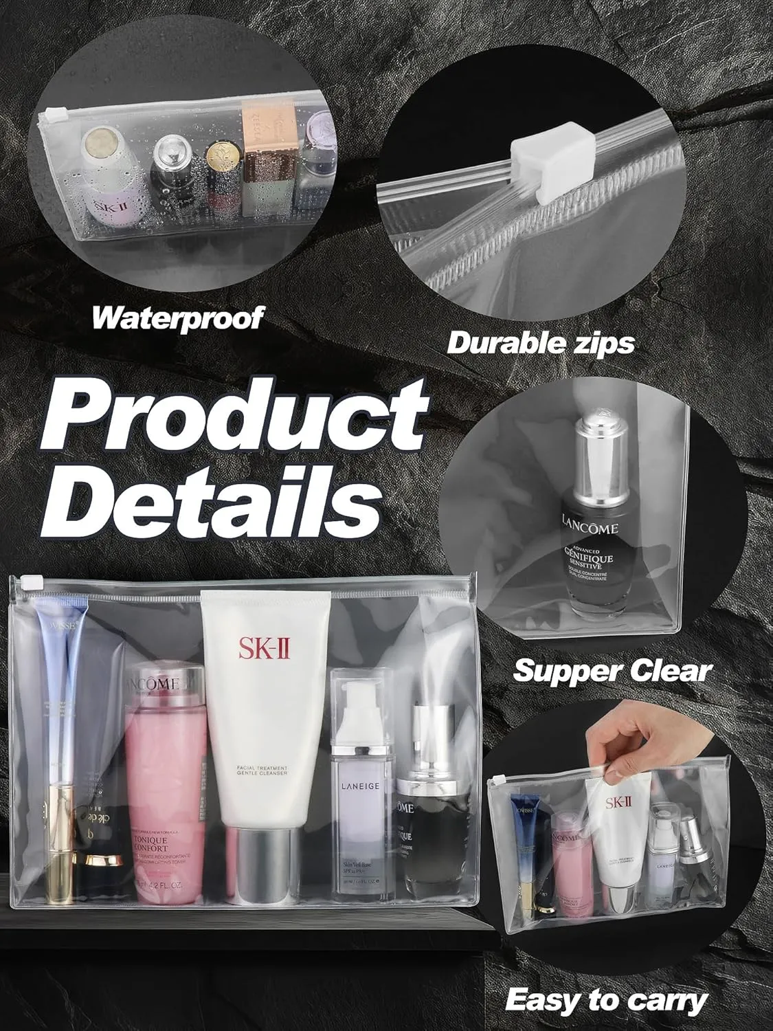 100-Pack Mini Clear Makeup Bag Organizer Pouches - Small PVC Waterproof Cosmetic Bags with Zippers - Plastic Travel Toiletry Bags for Makeup and Accessories