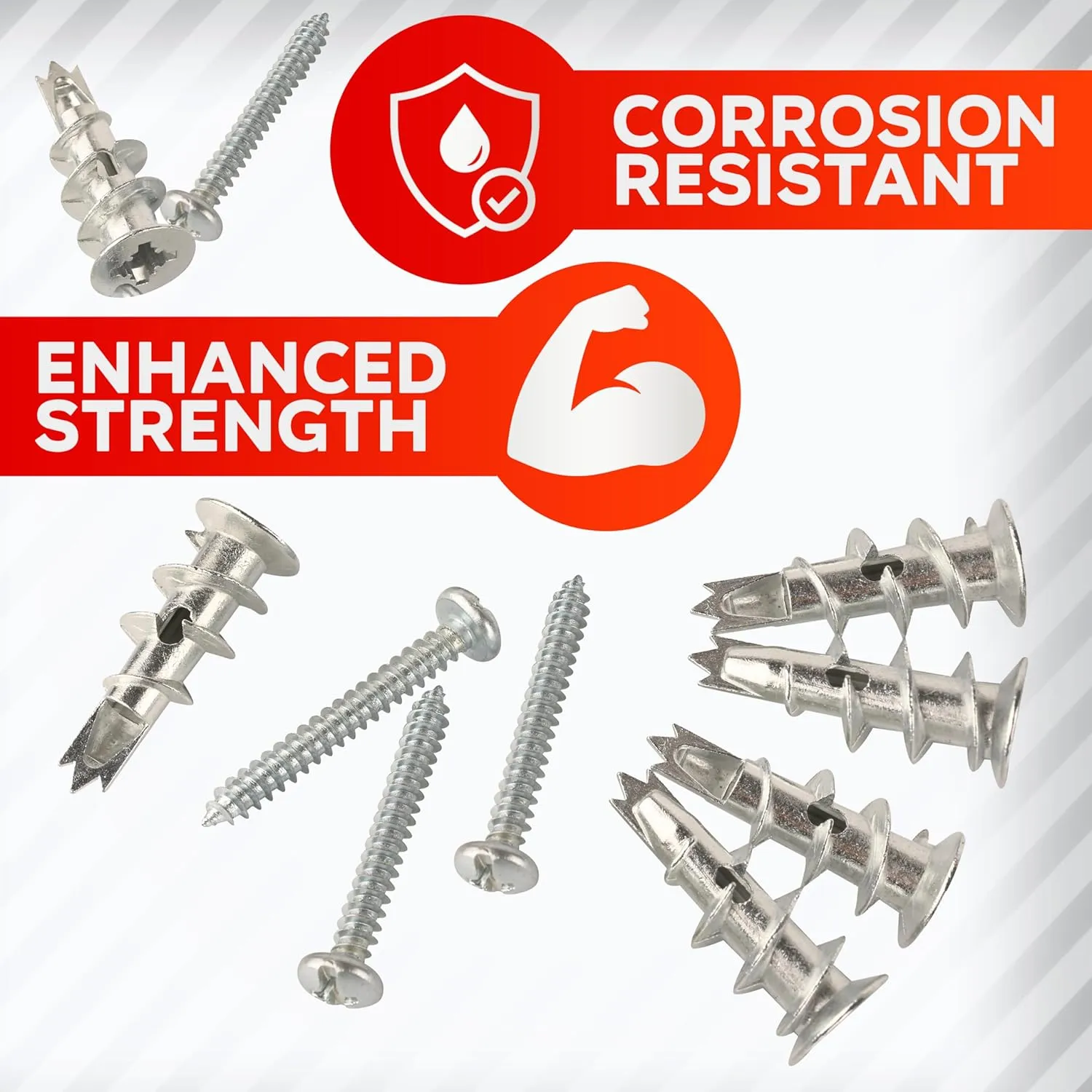 120Pcs Zinc Self Drilling Drywall Anchors and Screws kit #8 x 1-1/4”- Metal Wall Anchors for Drywall Heavy Duty, Holds Upto 50lbs – No Drill Hole Required with Dry Wall Screws and Anchors