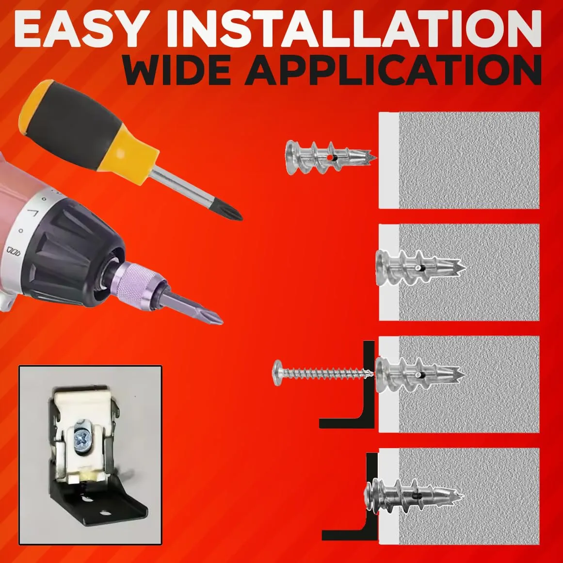 120Pcs Zinc Self Drilling Drywall Anchors and Screws kit #8 x 1-1/4”- Metal Wall Anchors for Drywall Heavy Duty, Holds Upto 50lbs – No Drill Hole Required with Dry Wall Screws and Anchors