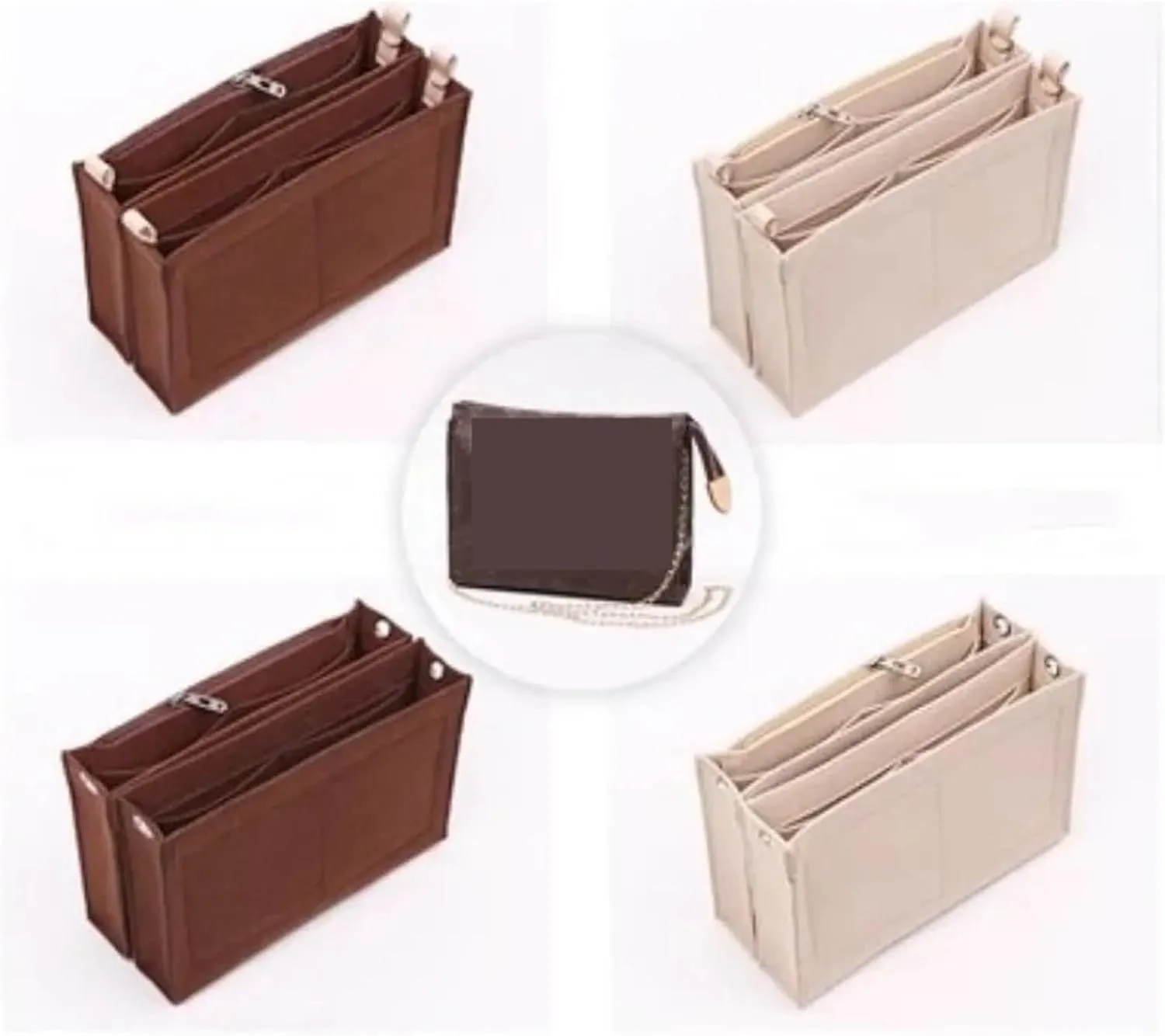 15 19 26 Bag Purse Insert Organizer With D Ring Toiletry Bag Organizer With Chain Makeup Bag Insert(Color-02,Color-15)