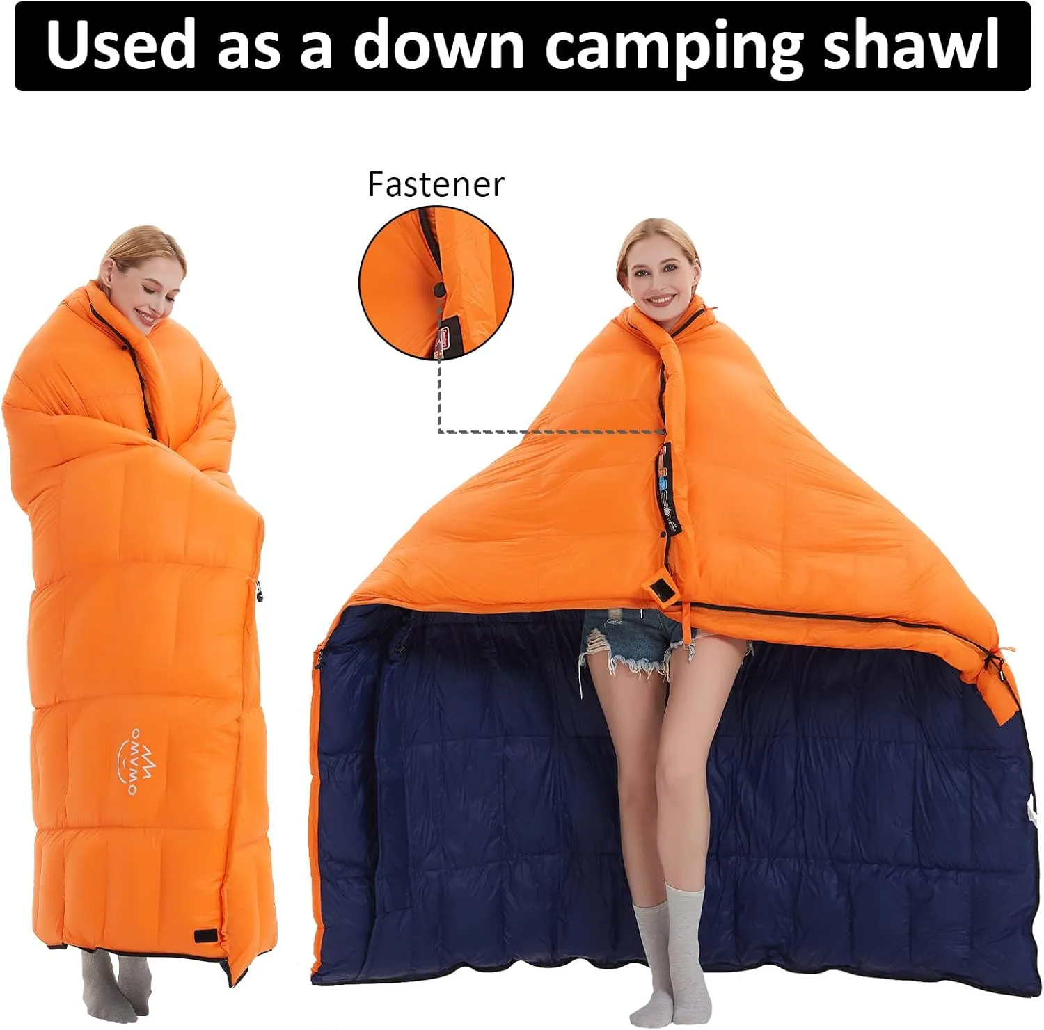 15°F 10°F Duck Down Sleeping Bag for Adults,650 Fill Power,Ultralight Wearable 4 Season Cold Weather Rectangle Sleeping Bag for Camping Hiking,Can be Used as a Down Blanket or Cloak