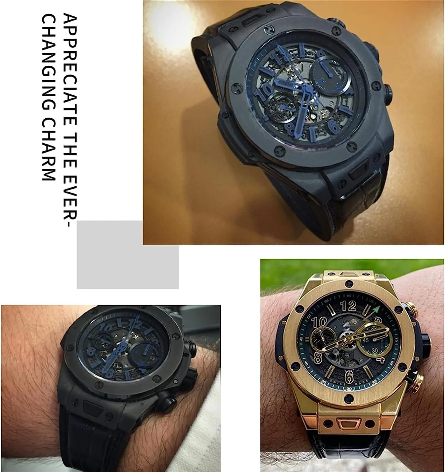 17 * 27mm Genuine Leather Rubber Watchband for Hublot Big Bang 441 440 Calfskin Watch Strap