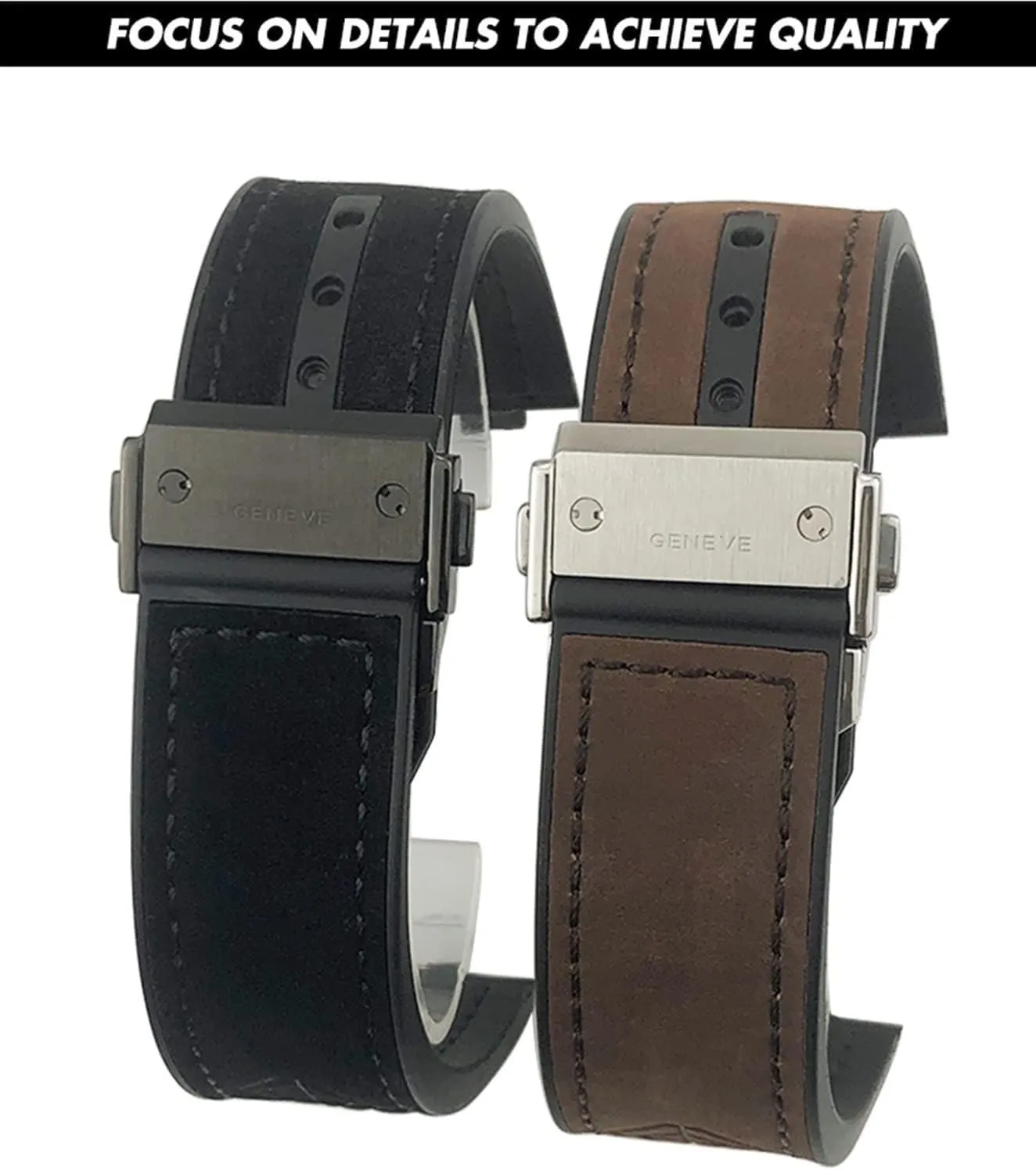 17 * 27mm Genuine Leather Rubber Watchband for Hublot Big Bang 441 440 Calfskin Watch Strap