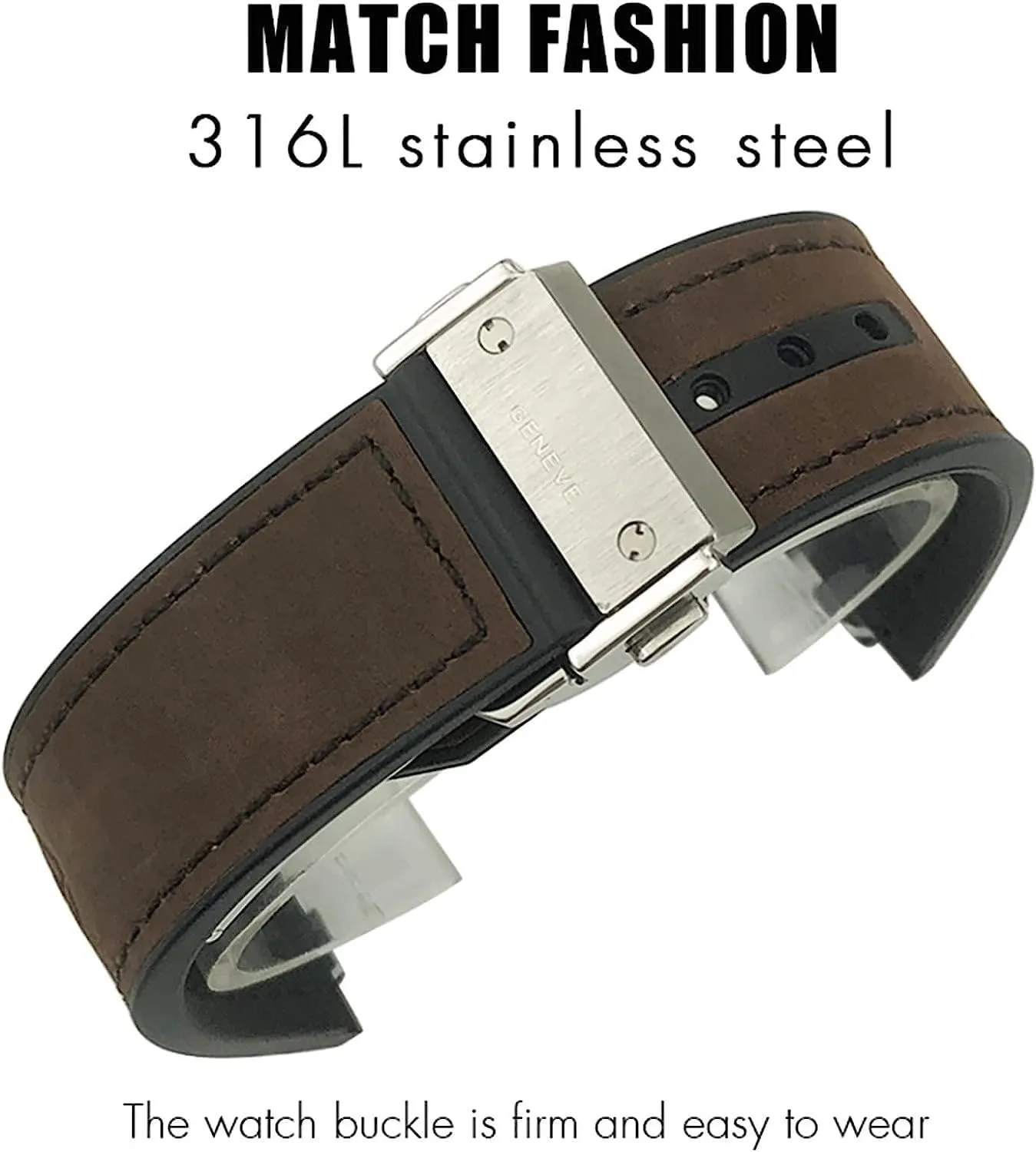 17 * 27mm Genuine Leather Rubber Watchband for Hublot Big Bang 441 440 Calfskin Watch Strap