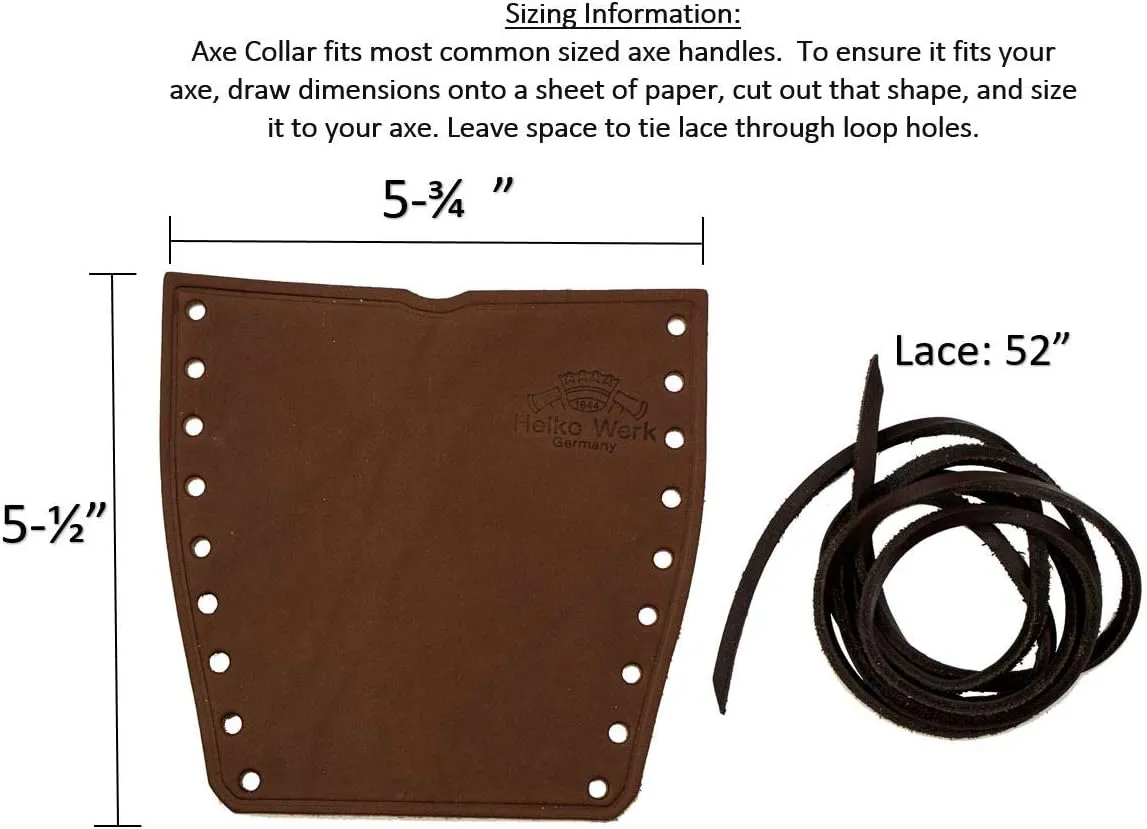 1844 Helko Werk Germany Leather Axe Handle Collar - Axe Collar, Handle Protector, and Neck Guard for Ax Handles - Fits Most Common Size Axes - Made in USA (Axe Collar Brown) #8635BR