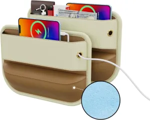 2 Pack Car Seat Gap Filler Leather Car Storage Organizer Front Seat Car Accessories for Women - Fashion Colored Adjustable Storages for Phones, Glasses, Keys, Cards