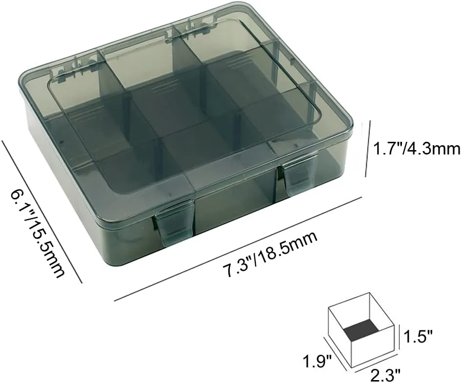 2 Pack Plastic Storage Organizer Box, Storage Container, Jewelry Organizer, Parts Storage Box with Dividers for Crafts, Beads, Buttons, Ornaments, Metal Parts(9 Grids 2 Pack)
