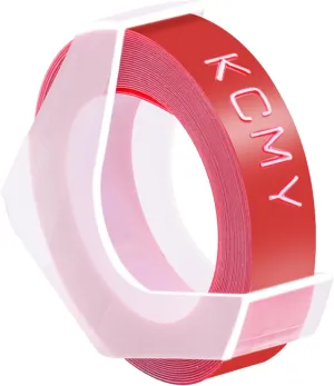 20 Pack Compatible for Dymo 520102 3D Plastic Embossing Label 3/8'' x 9.8' White on Red Emboss Tape for Organizer Xpress Pro 1570 1595, MoTEX E101 E404 Label Makers
