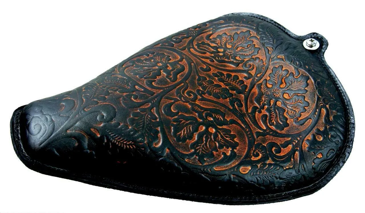2004-2006 Harley Sportster Seat On The Frame Ant Brn Oak Leaf Leather All Models