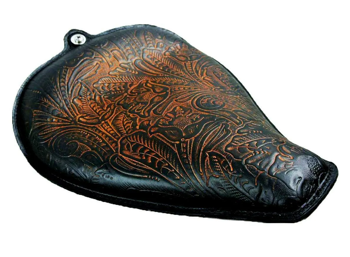 2004-2006 Harley Sportster Seat On The Frame Ant Brn Tooled  Leather All Models