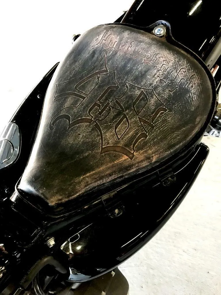 2010-2022 Sportster Harley  On The Frame Seat Black Dist Leather Tooled 48