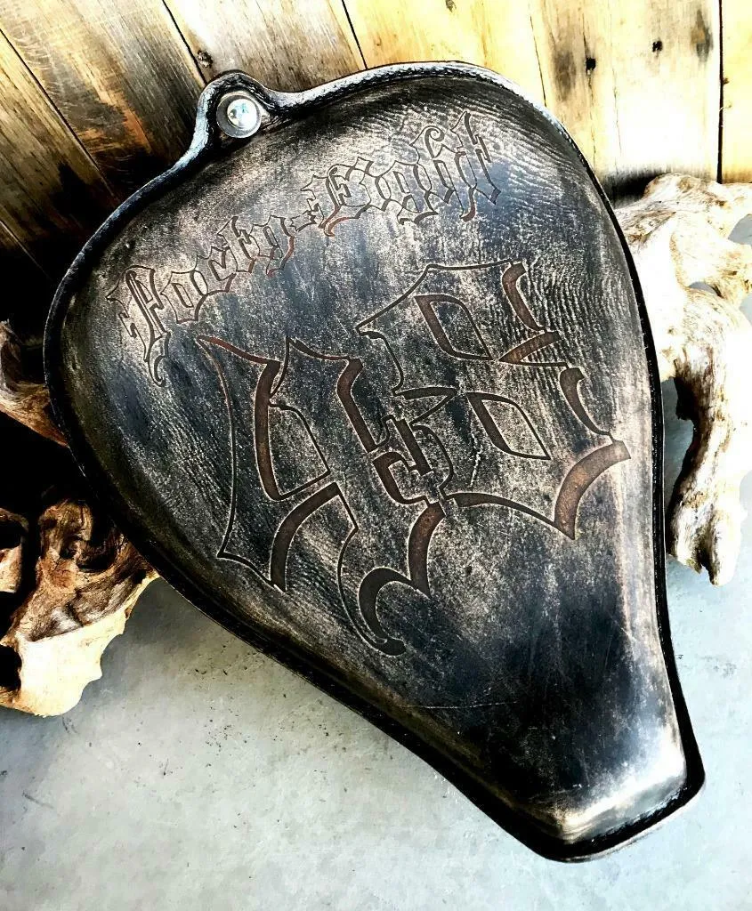 2010-2022 Sportster Harley  On The Frame Seat Black Dist Leather Tooled 48