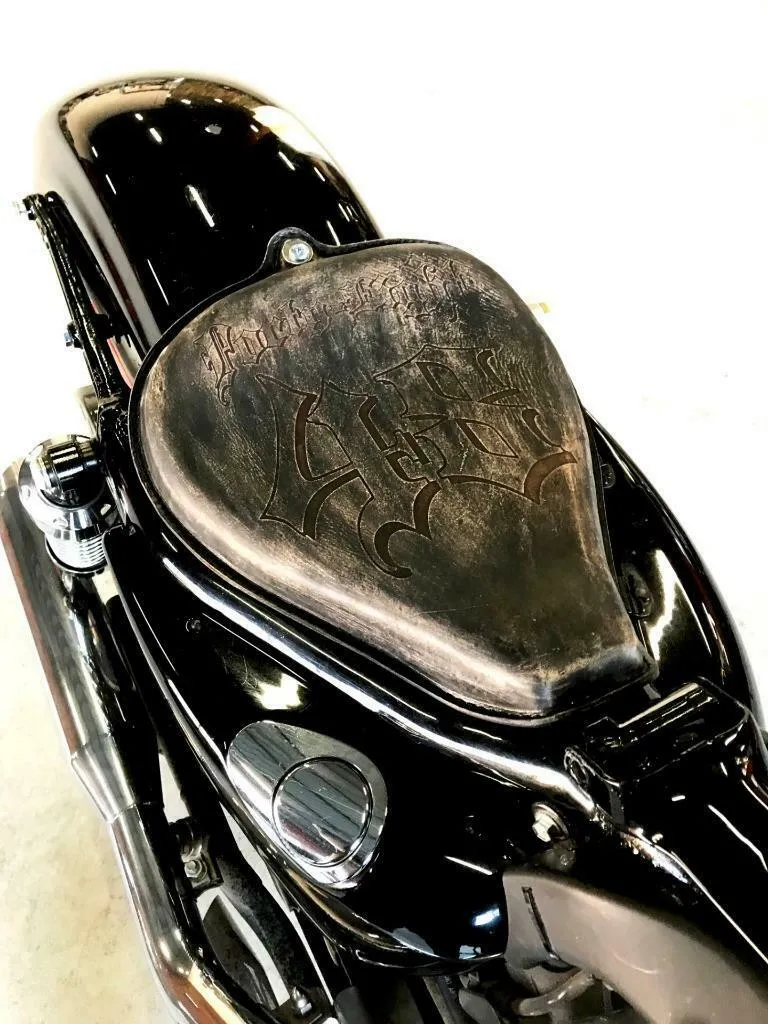 2010-2022 Sportster Harley  On The Frame Seat Black Dist Leather Tooled 48