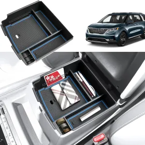 2022-2024 2025 Carnival Center Console Organizer for Kia Carnival (EX/SX/SX Prestige/LX/LXS),Durable ABS Plastic &Anti-Slip Rubber 2024 Carnival Console Tray 2025 Carnival Accessories (Blue)