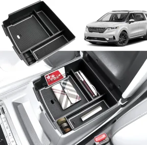 2022-2024 2025 Carnival Center Console Organizer for Kia Carnival (EX/SX/SX Prestige/LX/LXS),Durable ABS Plastic &Anti-Slip Rubber 2024 Carnival Console Tray 2025 Carnival Accessories (White)