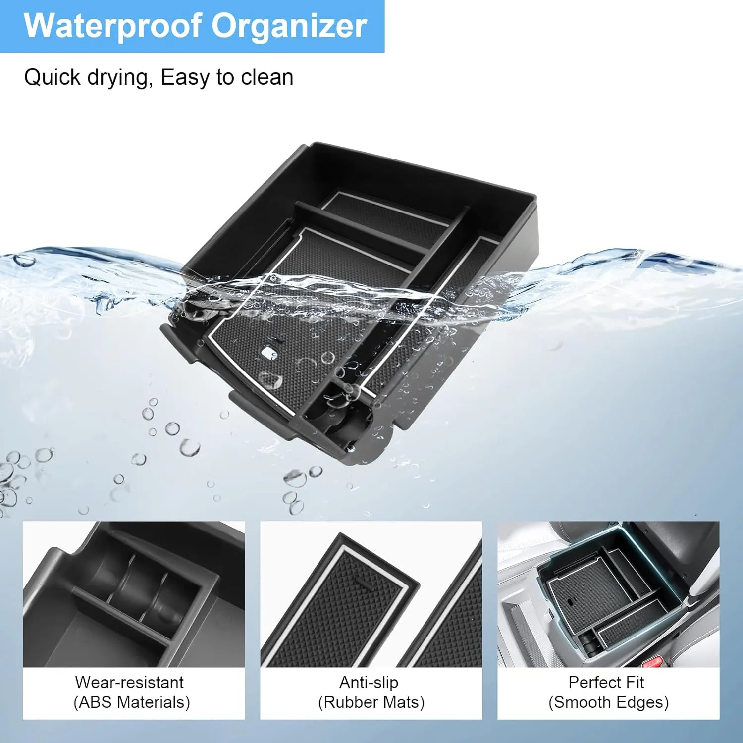 2022-2024 2025 Carnival Center Console Organizer for Kia Carnival (EX/SX/SX Prestige/LX/LXS),Durable ABS Plastic &Anti-Slip Rubber 2024 Carnival Console Tray 2025 Carnival Accessories (White)
