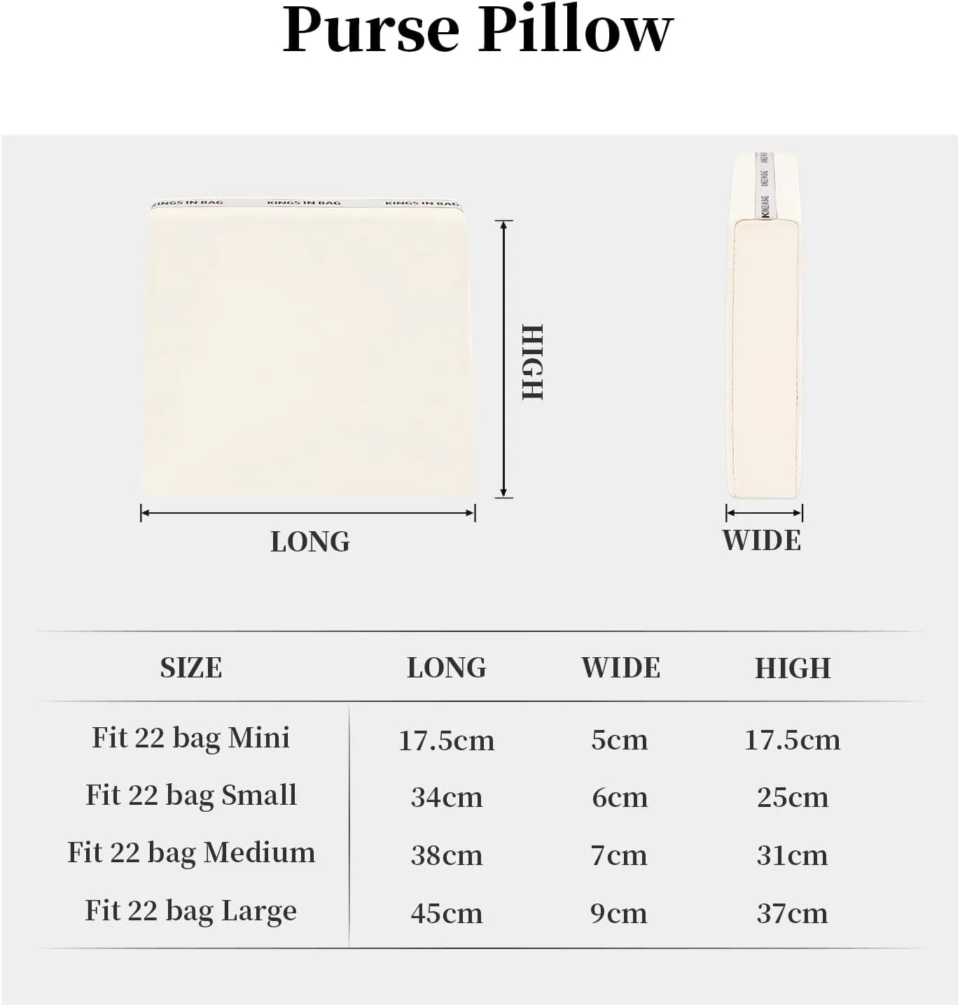 22 Bag Shaper Insert, Luxury Bag Shaper Pillow Compatible with Chanel 22 Bag Small, Soft Silk Surface with Memory Foam Inner without Overfull (Craie, 22Bag Small)