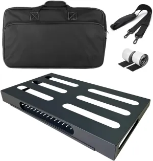 22" x 12.5" Large Guitar Pedal Board with Power Supply Cradle, Carry Bag Included (Black, SPB-22S)