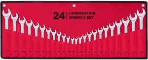 24-Piece All-Purpose Master Combination Wrench Set with Roll-up Pouch | SAE 1/4” to 1”, Metric 8mm to 24mm | Perfect for General Household, Garage, Auto Repairs, Car, Truck, Boat, and Travel Emergency