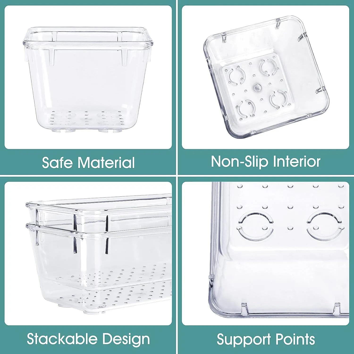25 PCS Clear Plastic Drawer Organizer Set, 4 Sizes Desk Drawer Divider Organizers and Storage Bins for Makeup, Jewelry, Gadgets for Kitchen, Bedroom, Bathroom, Office