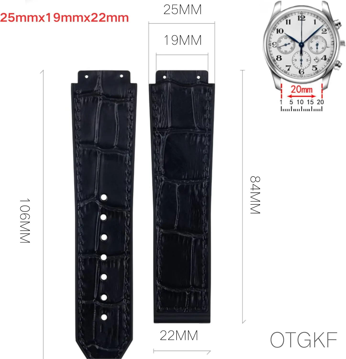 25mm 19mm 22mm Watch Band for Hublot Big Bang-Leather Strap with Replacement Band Tool