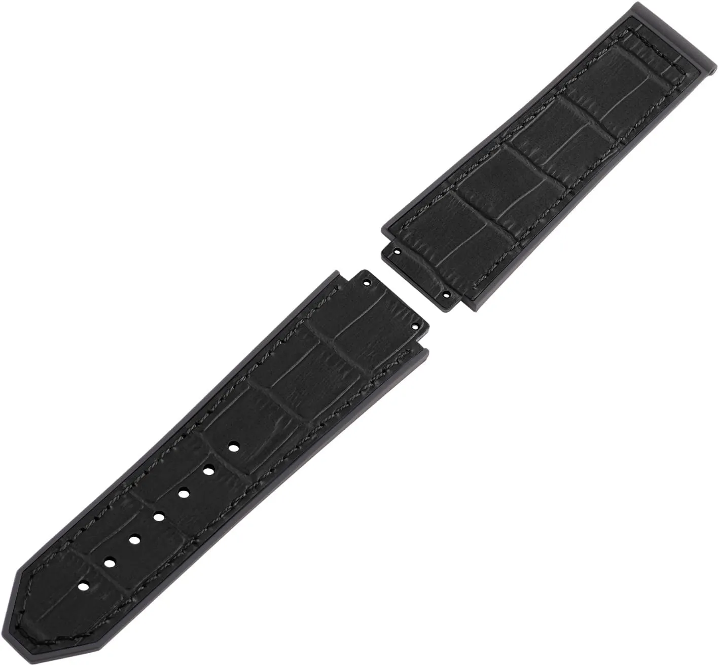 25mm Leather Watch Bands Compatible with Hublot Big Bang, Soft Silicone Rubber Lined Replacement Wrist Strap for Hublot Big Bang Watch Straps