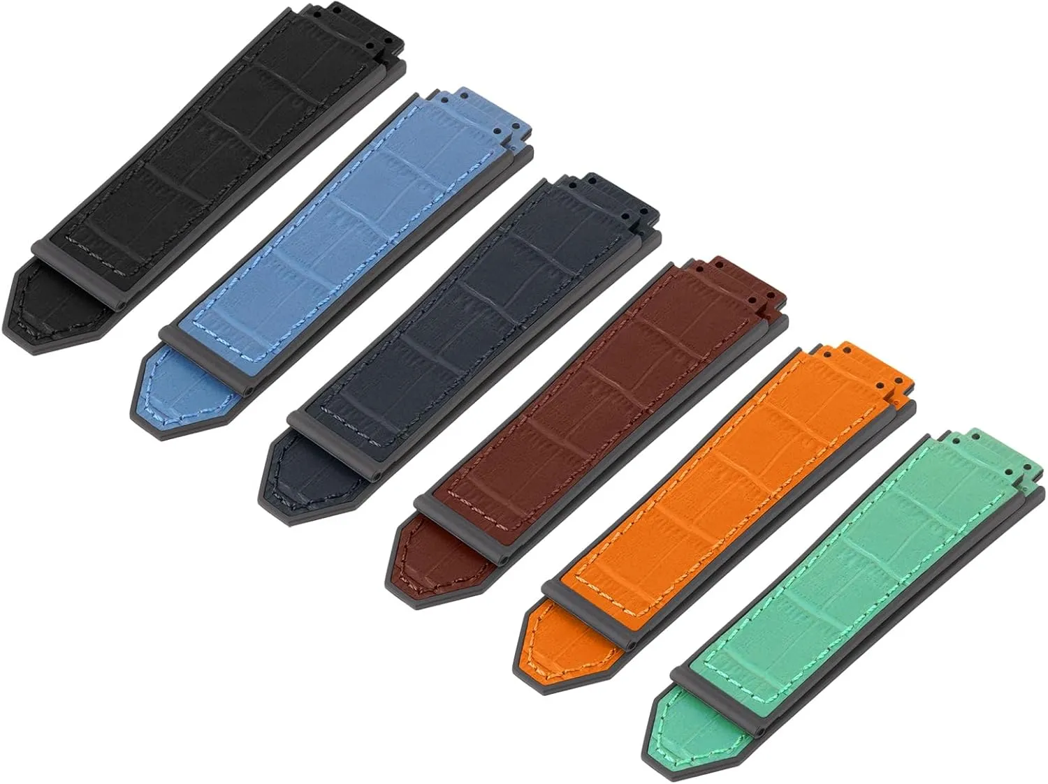 25mm Leather Watch Bands Compatible with Hublot Big Bang, Soft Silicone Rubber Lined Replacement Wrist Strap for Hublot Big Bang Watch Straps
