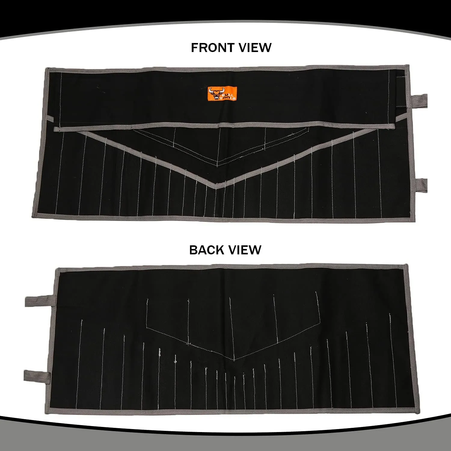 26 Pocket Wrench Roll-Up Pouch Organizer - SAE & Metric Tool Bag - Waterproof Canvas - Heavy-Duty Handcrafted Storage for Mechanics & DIYers - Portable Tool Wrap - Blck (Tools Not Included)