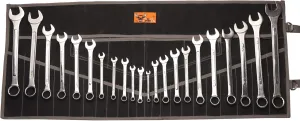 26 Pocket Wrench Roll Up Pouch Organizer Waxed Canvas Tool Bag for Metric & Standard Wrenches Durable Roll-Up Tool Organizer for Mechanics - Coal Black (Tools Not Included)