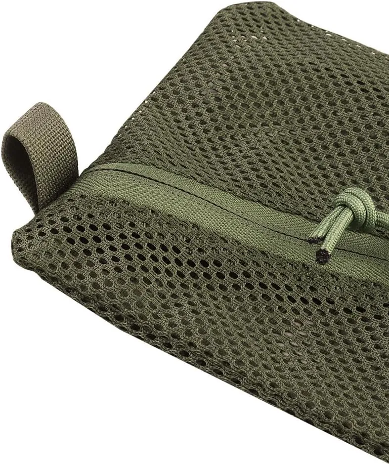 2PC Tactical Carry On Zipper Mesh Pouch, Insert Organizer Utility Admin Pouch Travel Organizer EDC Bag Toiletry Kit Set Storage Case 12X6 inch (Green)