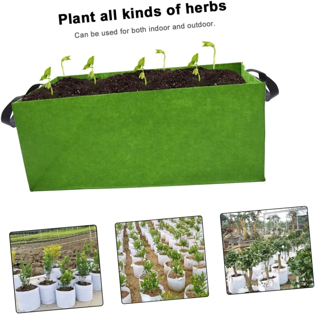 2pcs Grow Bag Farm Nursery Bags Plant Potatoes Fabric Garden Bed Growing Raised Garden Bag Nursery Grow Pouch Culture Felt Green