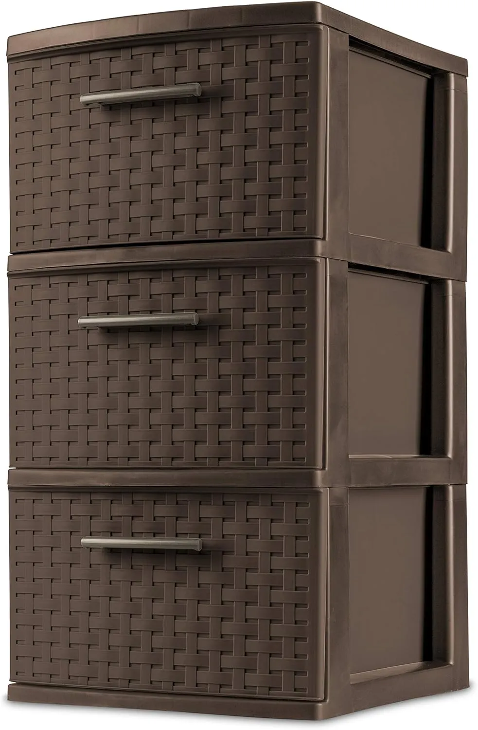 3 Drawer Storage Weave Cart Set of 2 Espresso Plastic Storage Box Organizer NEW