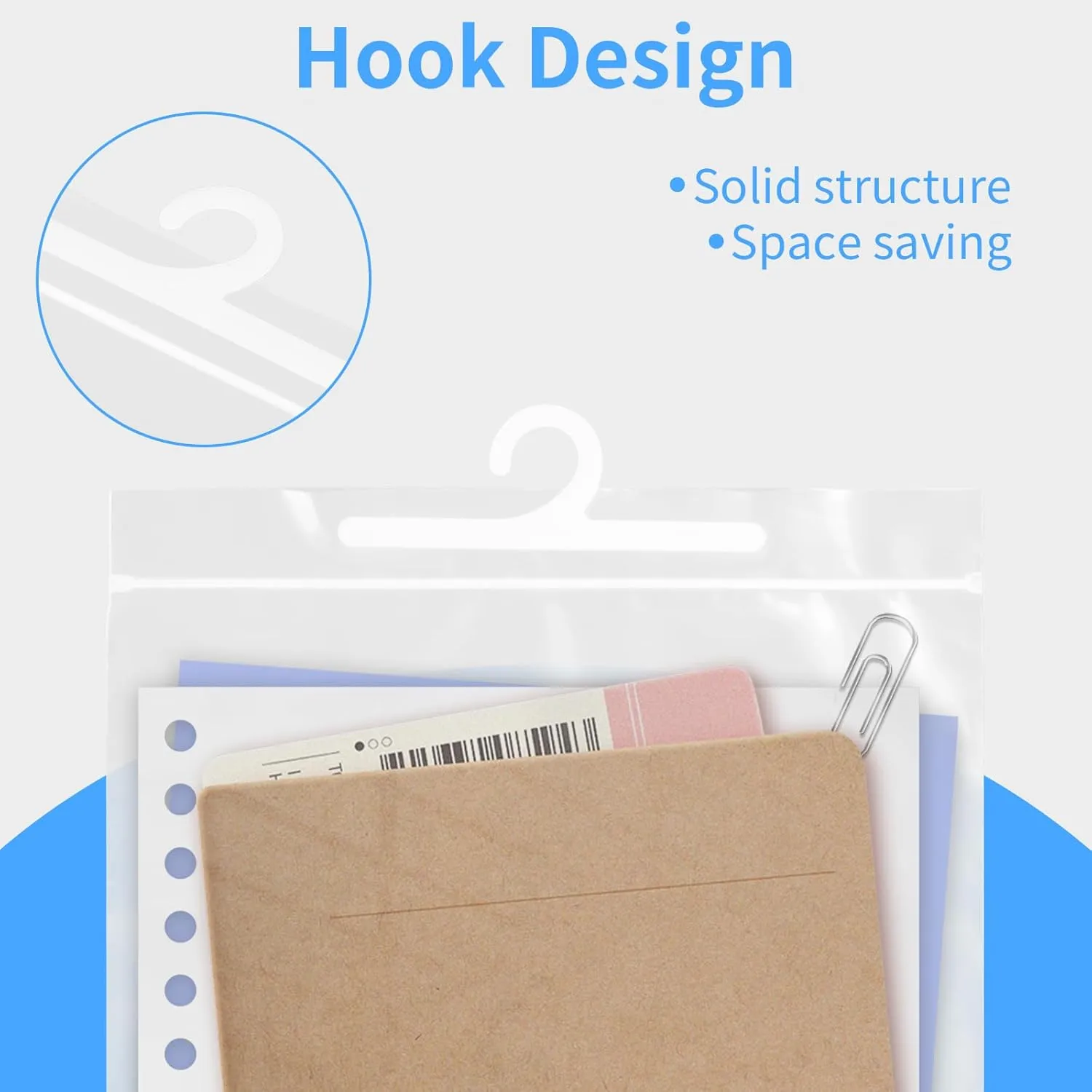 30 Pack Hanging Storage Bags, 10" X14.95" Large Hook Hang-Up Clear Plastic Bags for Classroom, Library, and Pharmacy Use