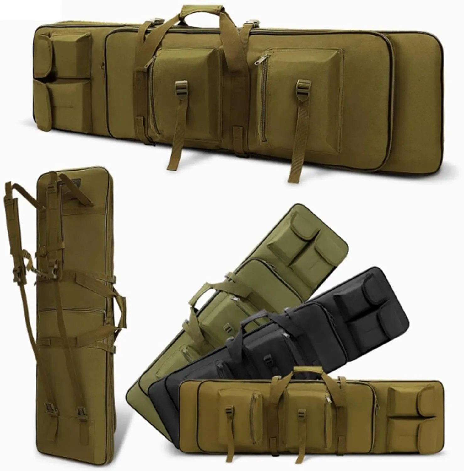 32" 37" 46" Soft Double Rifle Bag, Lockable Shotgun Case with Backpack Straps, for Outdoor Hunting Shooting, Gun Case Storage & Transportation