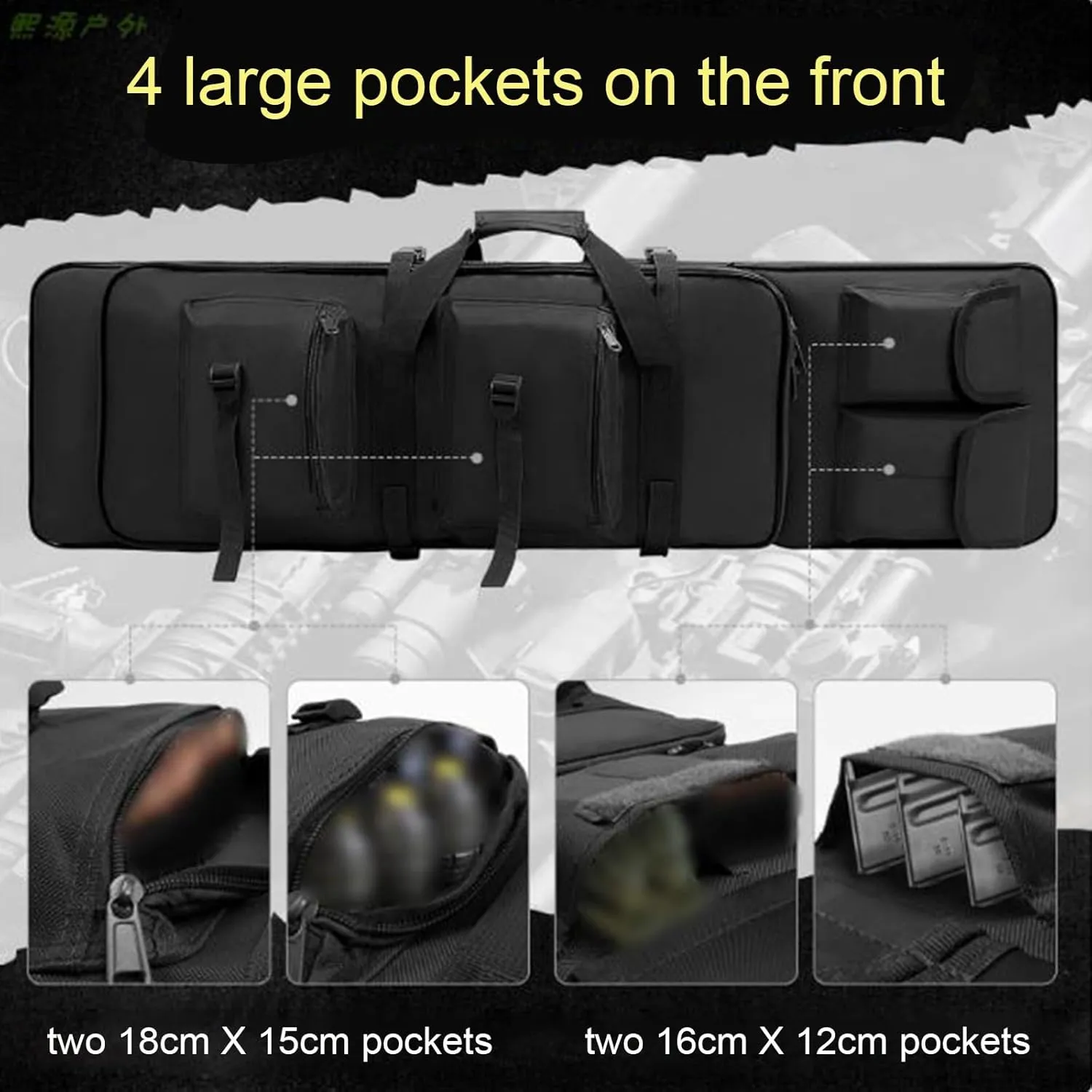 32" 37" 46" Soft Double Rifle Bag, Lockable Shotgun Case with Backpack Straps, for Outdoor Hunting Shooting, Gun Case Storage & Transportation