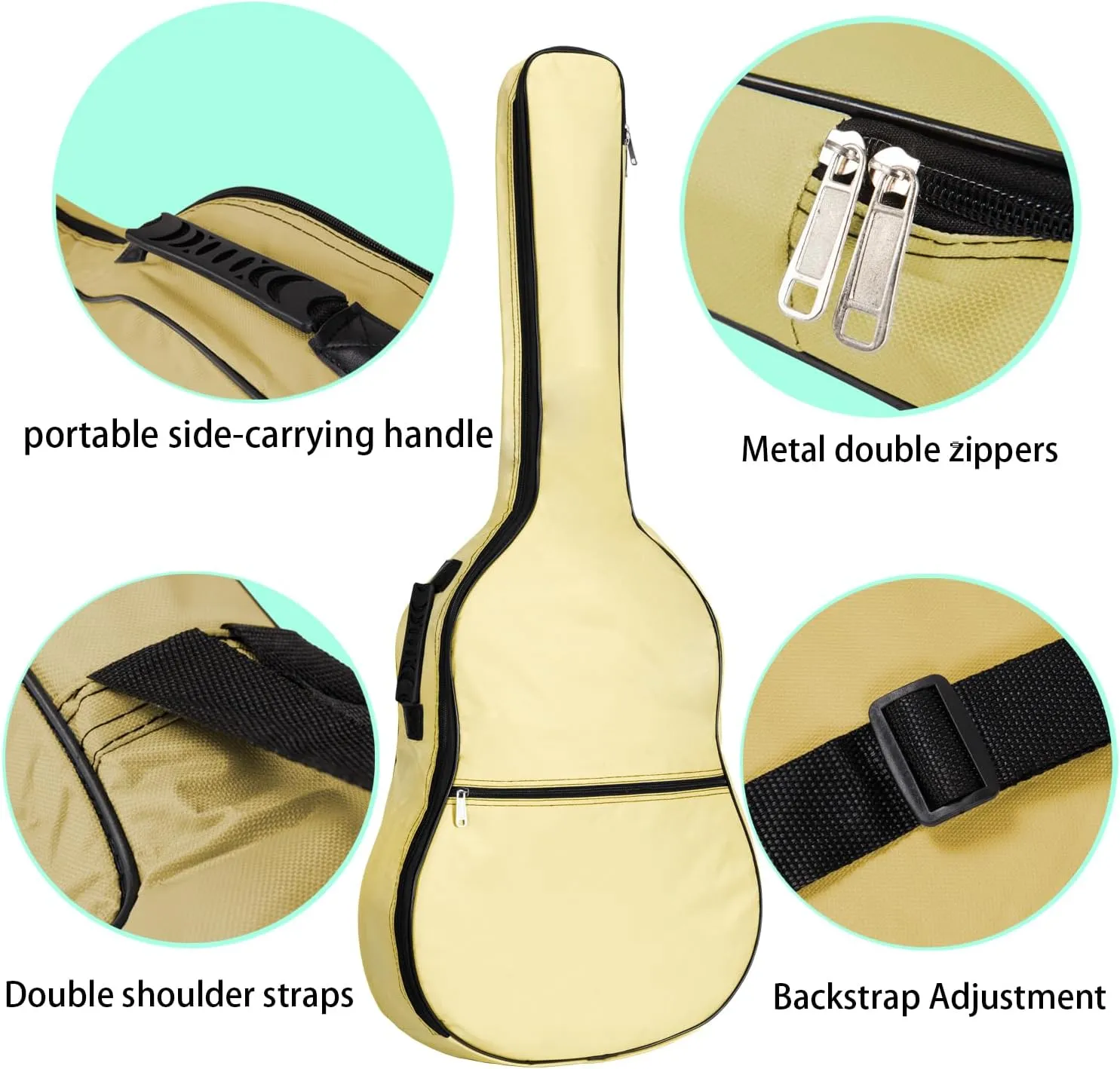38 39 41 Inch Acoustic Guitar Case Soft 0.35 Inch Thick Padding Waterproof Electric Guitar Case Gig Bag Adjustable Shoulder Strap Guitar Accessories (41Inch-6MM Thick Beige, Acoustic guitar)