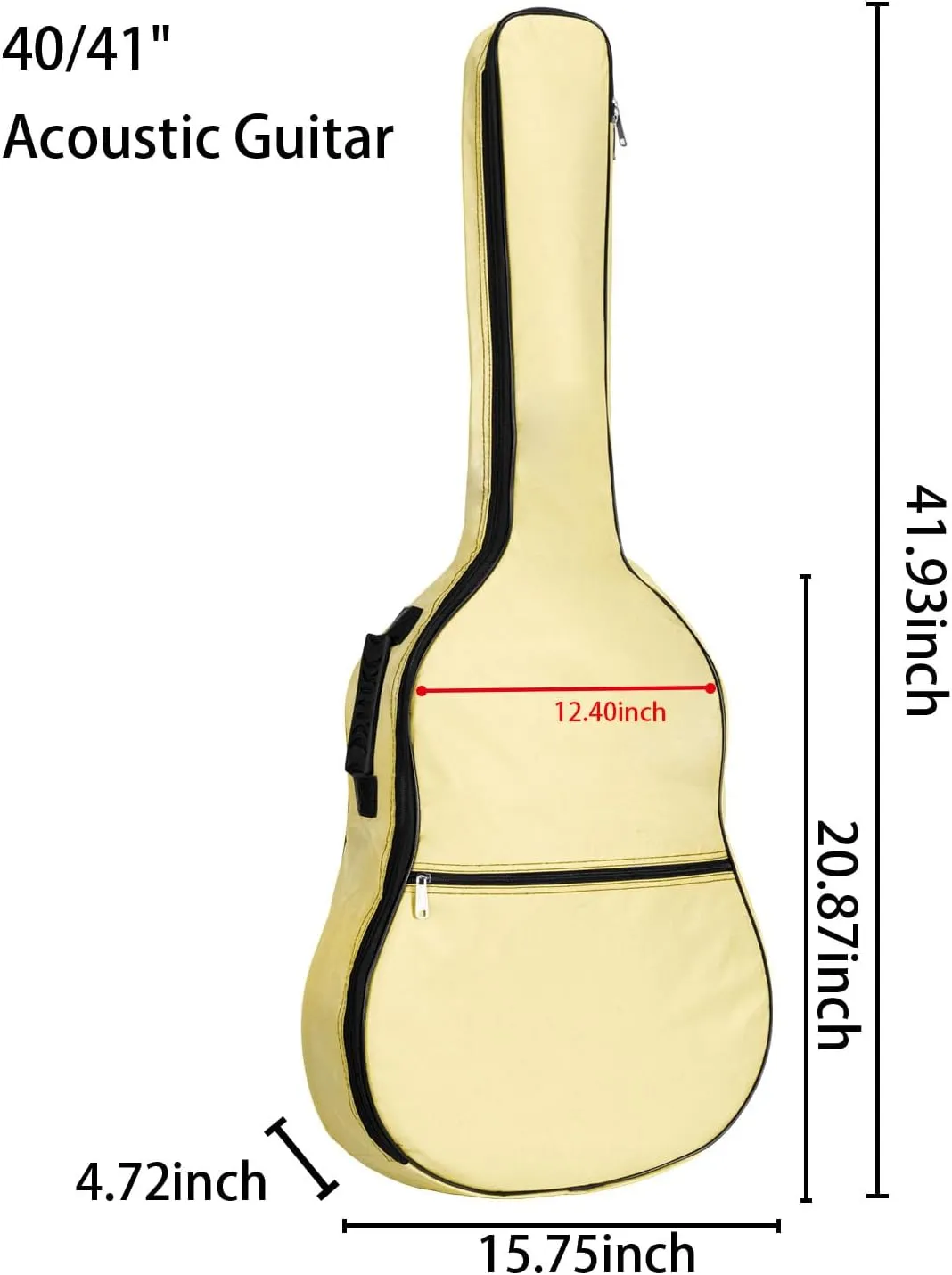 38 39 41 Inch Acoustic Guitar Case Soft 0.35 Inch Thick Padding Waterproof Electric Guitar Case Gig Bag Adjustable Shoulder Strap Guitar Accessories (41Inch-6MM Thick Beige, Acoustic guitar)