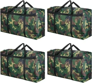 4 Pack 105L Heavy Duty 600D Oxford Moving Bags Extra Large Packing Bags Storage Bags with Strong Handles & Zippers College Moving Bags for Moving, Storage, Travel & Camping(28Gallon Camouflage)
