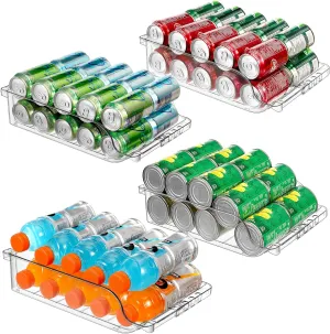 4 Packs Clear Width Adjustable Soda Can Organizer for Refrigerator Expandable Soda Can Dispenser for Beer Soda Seltzer Pop Can Soda Expand Organizer for Fridge Kitchen Pantry