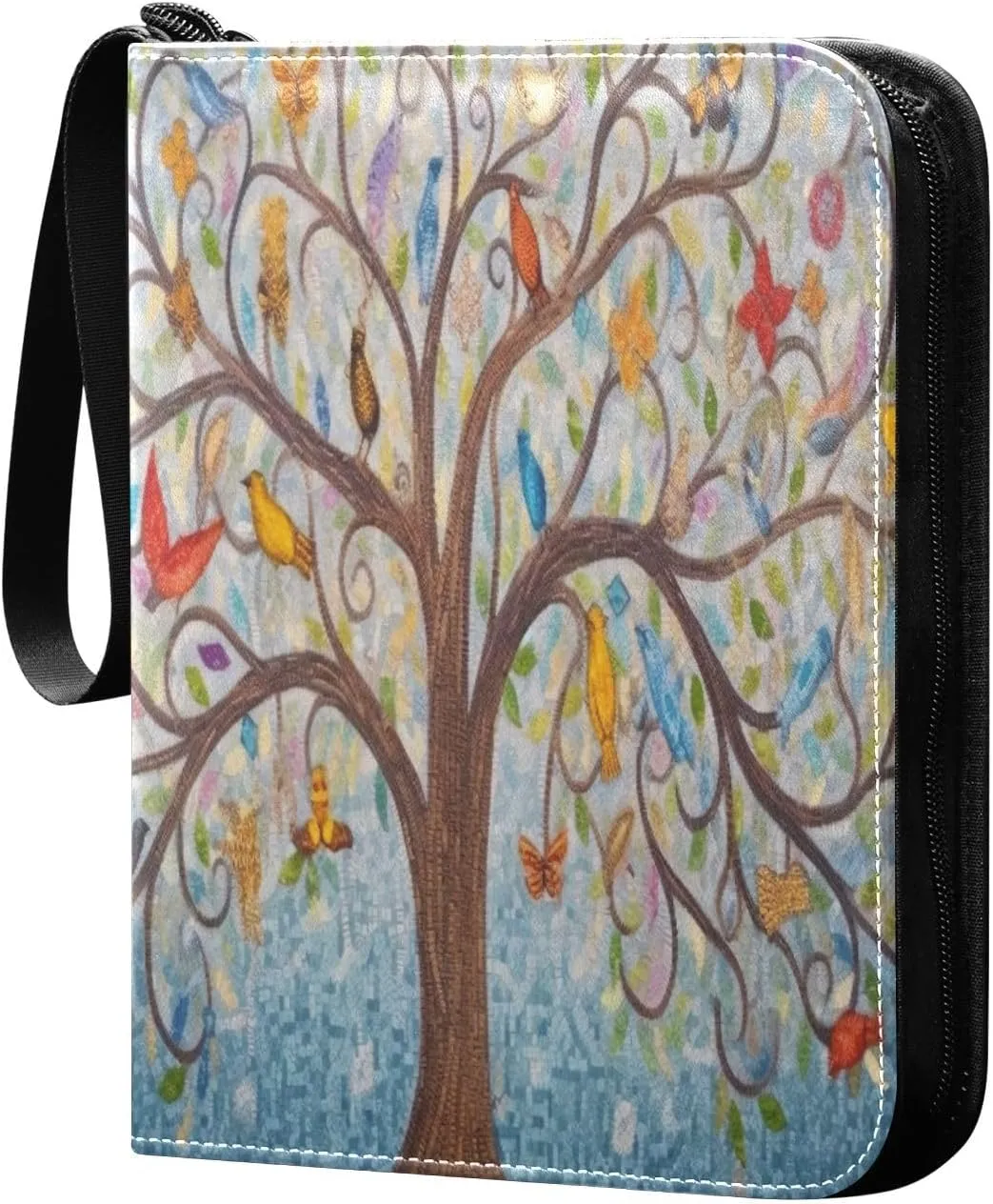 4 Pocket Card Binder with 50 Removable Sleeves Art Tree Oil Painting Trading Card Binder Collector Card Album for 400 Game Sports Cards