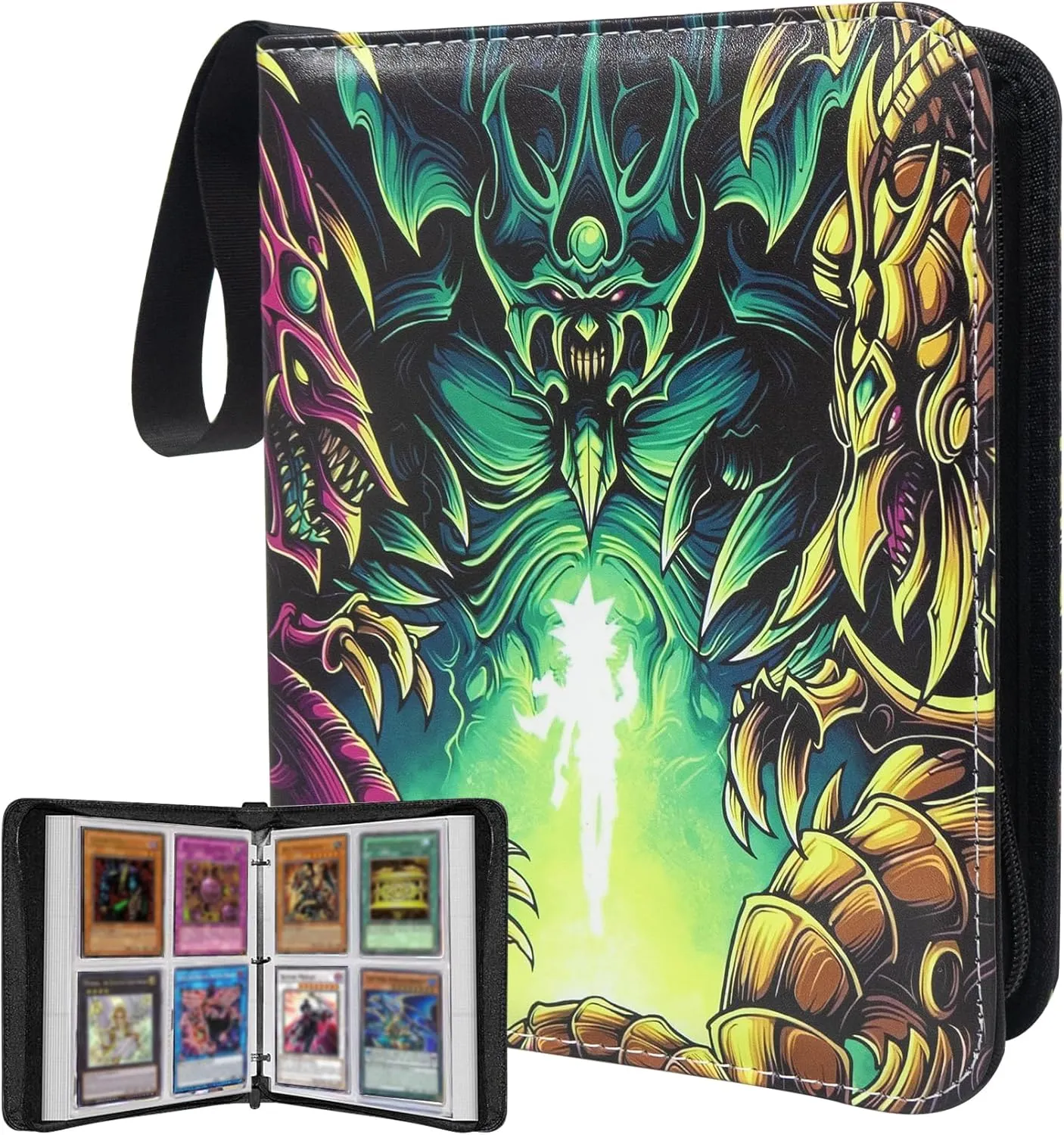 4 Pocket Trading Card Binder for Cards with 50 Sleeves up to 400 Cards,Waterproof Card Storage Book with Removable Sleeves for Booster Box and TCG Cards