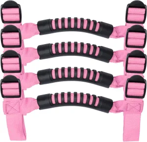 4 x Roll Bar Grab Handles Grip Handle for Jeep Wrangler YJ TJ JK JKU JL JLU Sports Sahara Freedom Rubicon X & Unlimited 1955-2024 2025(Pink)