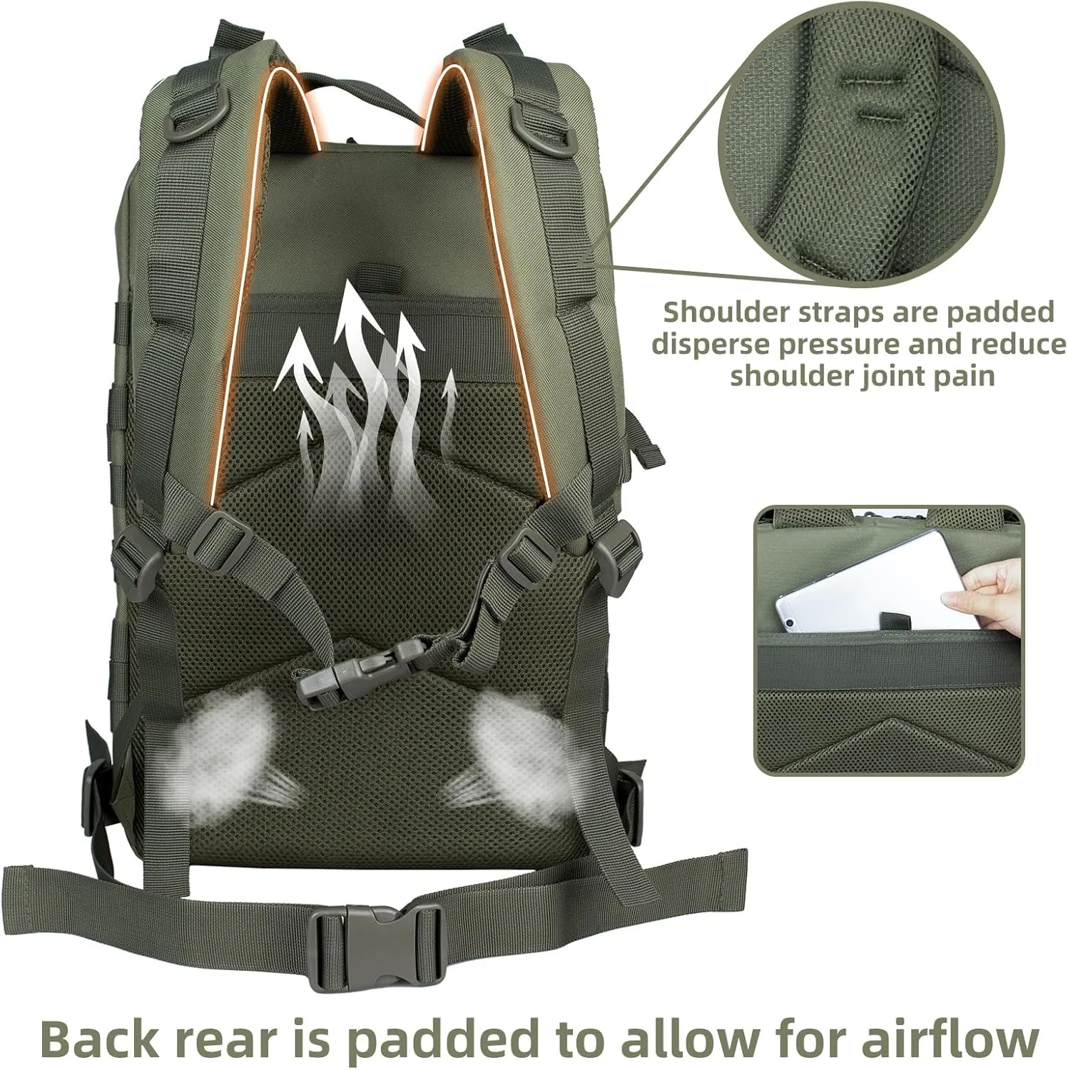 45L Army Tactical Backpack Military Assault Pack 3 Day Bug Out Bag Molle Daypack Camping Outdoor Mountaineering Highland Backpacks For Men Rucksack Green
