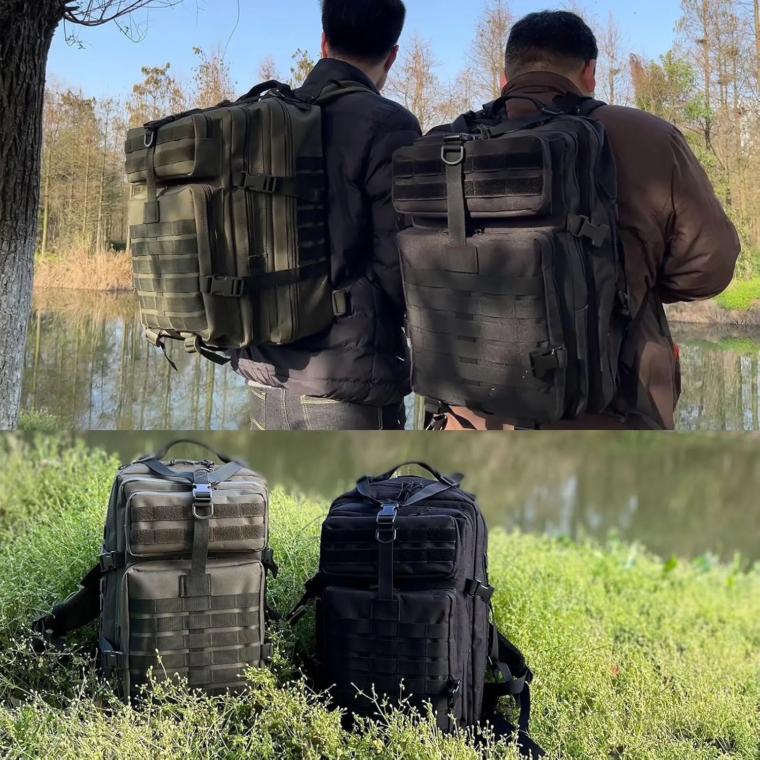 45L Army Tactical Backpack Military Assault Pack 3 Day Bug Out Bag Molle Daypack Camping Outdoor Mountaineering Highland Backpacks For Men Rucksack Green